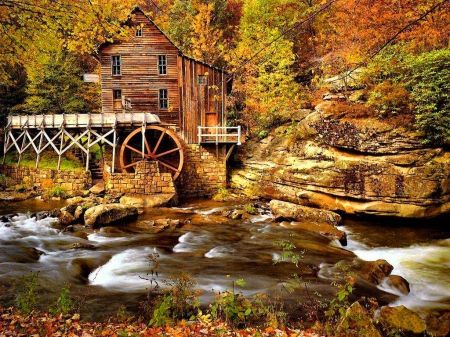 Glade Creek Grist Mill, Water Wheels, Grist Mill, Trees Landscape, Landscape Wall Decor, Poster Display, Water Mill, Scenery Pictures, Wall Drawing