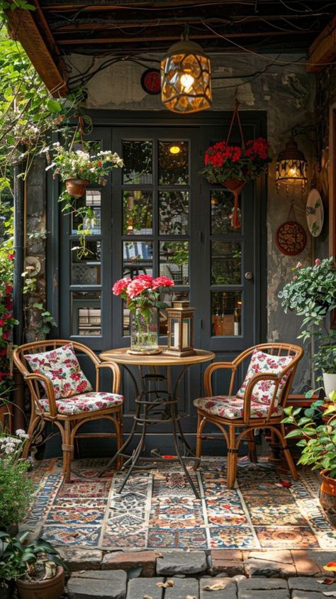 Small Outdoor Patios, Vintage Patio, Small Window Curtains, Bold Decor, Small Windows, Tiny Apartment, Outdoor Retreat, Small Patio, Functional Furniture