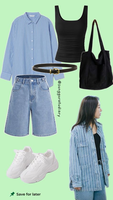 Sam Dal Shin Hye Sun Welcome to Samdalri KDrama Inspired Outfit Dad Core Fashion Outfit Bandara, Dad Core, Chunky White Sneakers, Shin Hye Sun, Boyish Outfits, Outfit Korean Style, Denim Jorts, Outfit Korean, Casual Day Outfits