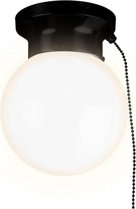 Ultralux 6 inch Utility LED Globe Light Pull Chain Light Fixture, Flush Mount Ceiling Light, 500 Lumens 3000K Matte Black Light Fixture for Closet, Pantry, Shed, Laundry Room, ETL-Certified - - Amazon.com Shed Laundry Room, Closet Light Fixture, Chain Light Fixture, Closet Light Fixtures, Pull Chain Light Fixture, Pantry Lighting, Led Globe Lights, Globe Light Fixture, Closet Pantry