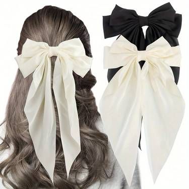 Black Hair Bows, White Hair Bows, Big Hair Bows, Fairy Hair, Bows Hair, Cheap Hair Products, Bow Hair Clip, Hair Accessories Clips, Traje Casual