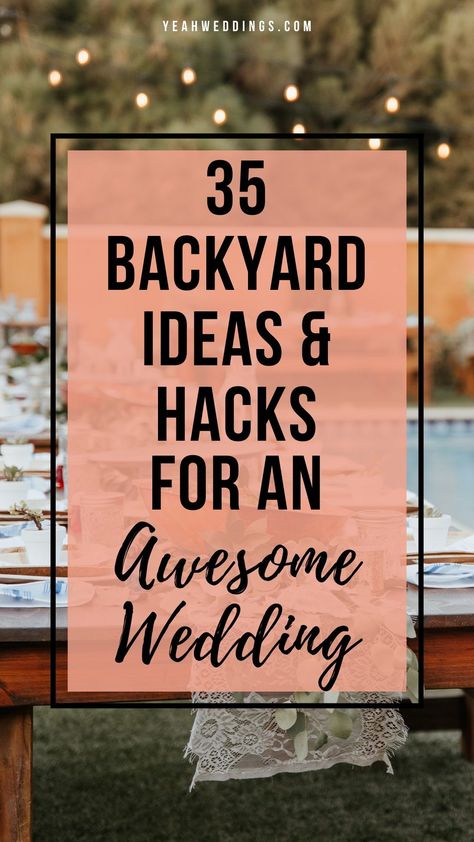 Inexpensive Outdoor Wedding Ideas, Backyard Wedding Bathroom Ideas, Small Yard Wedding Ideas, Small Outdoor Wedding Ideas Backyards, Outdoor Yard Wedding Ideas, Wedding Yard Decorations, Cheap Outdoor Wedding Ideas Backyards, Casual Wedding Reception Ideas Decor, Wedding On A Budget Ideas Outdoor