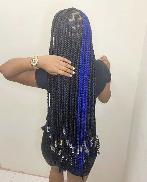 Blue And Black Braids, Black Kids Braids Hairstyles, Weave Hairstyles Braided, Cute Box Braids, Short Box Braids Hairstyles, Peekaboo Hair, Big Box Braids Hairstyles, Braided Hairstyle, Box Braids Hairstyles For Black Women