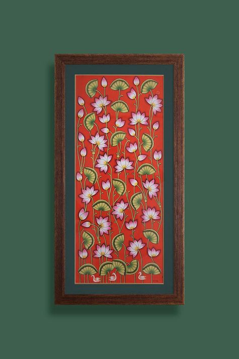 Kamal Talai Painting, Wall Painting Traditional, Pichwai Painting On Canvas, Kamal Talai Pichwai, Pichwai Paintings Motifs Printable, Pichavai Art, Pichwai Illustration, Pichwai Wall Art, Pichhvai Art