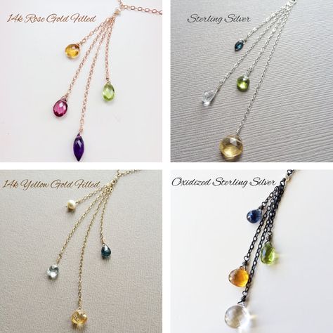 Mothers Day Necklace Four Birthstone Sterling by HouseofWire Bombshell Blonde, Mothers Day Necklace, Birthstone Necklace Mothers, Necklace Family, Grandmother Necklace, Family Birthstone Necklace, Cascade Necklace, Diy Bijoux, Four Kids