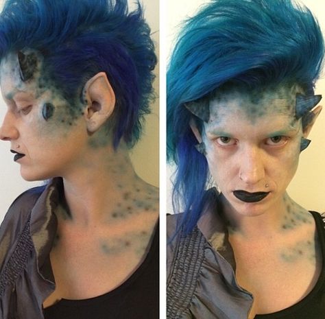 Fantasy goblin make up look Goblin Halloween Costume, Goblin Makeup, Goblin Costume, Photography Reference, Alice Costume, Horror Make-up, Cosplay Inspo, Ren Fair, Larp Costume