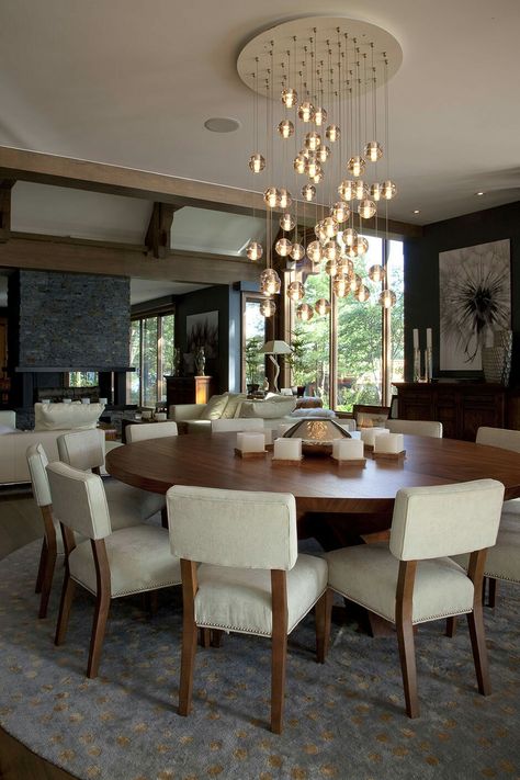 Dining room. Picture only. Round Table 10 People, Huge Dining Room, Big Dining Room, Simple Dining Room, 10 Seater Dining Table, Dining Room Decorating Ideas, Big Dining Table, Dining Room Decorating, Living Room Built Ins