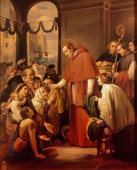 St Charles Borromeo, Saint Charles Borromeo, Catholic Artwork, Traditional Catholicism, Catholic Images, Architecture Painting, St Charles, European Art, Art Masters