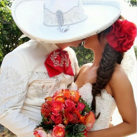 Novios                                                                                                                                                                                 Más Charro Wedding Dress, Charro Wedding Ideas, Mariachi Wedding, Rancho Wedding, Wedding Ideas Dresses, Traditional Mexican Wedding, Mexican Wedding Decorations, Hispanic Wedding, Charro Wedding