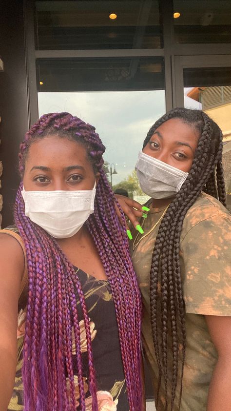 Red And Purple Braids, Purple Box Braids, Purple Braids, Box Braids Hairstyles For Black Women, Braided Hairstyles For Black Women, 4c Hairstyles, Box Braids Hairstyles, Protective Hairstyles, Box Braids