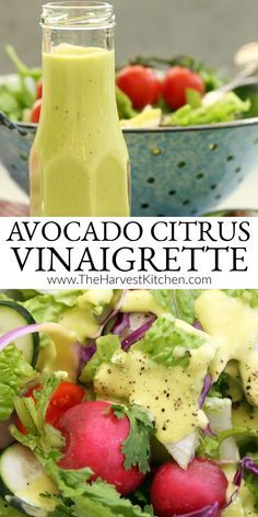 Avocado Dressing Recipe, Avocado Salad Dressing, Healthy Dressing, Salad Dressing Recipes Healthy, Citrus Vinaigrette, Vinaigrette Salad, Resep Salad, Salad Dressing Recipes Homemade, Vinaigrette Recipes