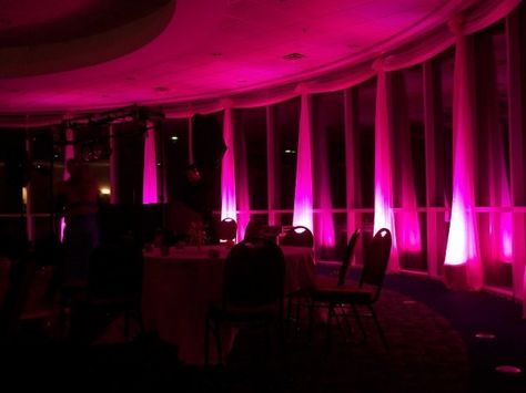 up lighting for reception Fucsia Wedding, Pink Uplighting, Led Uplighting, Wedding Uplighting, Room Ambience, Luxury Reception, Reception Lighting, Pink Wedding Receptions, Uplighting Wedding