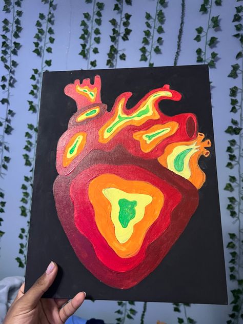 heart painting | thermal painting | painting inspo| paint aesthetic | art inspiration | things to draw | drawing | art ideas Heat Painting Ideas, Heat Drawing Ideas, Thermal Painting Ideas On Canvas, Painting Ideas Thermal, Thermal Art Drawing, Thermal Art Painting, Thermal Drawing Aesthetic, Thermal Art Aesthetic Painting, Meaningful Painting Ideas