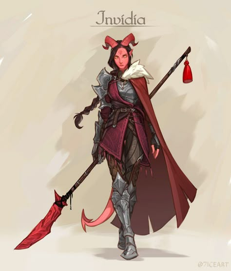 Tiefling Paladin Art, Tiefling Monk Female, Paladin Tiefling, Dnd Fighter Character Design, Tiefling Paladin, Tiefling Female, Dnd Paladin, Evelynn League Of Legends, Pathfinder Character