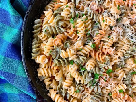 Tricolor Pasta in Creamy Garlic Sauce Tricolor Pasta Salad Recipes, Multi Color Pasta Recipes, Tricolor Rotini Recipes, Colorful Pasta Recipe, Tri Color Rotini Pasta Recipes Chicken, Tri Color Pasta Recipes Dinners, Tri Colored Pasta Recipes, Tri Color Rotini Pasta Recipes Dinner, Colored Pasta Recipes