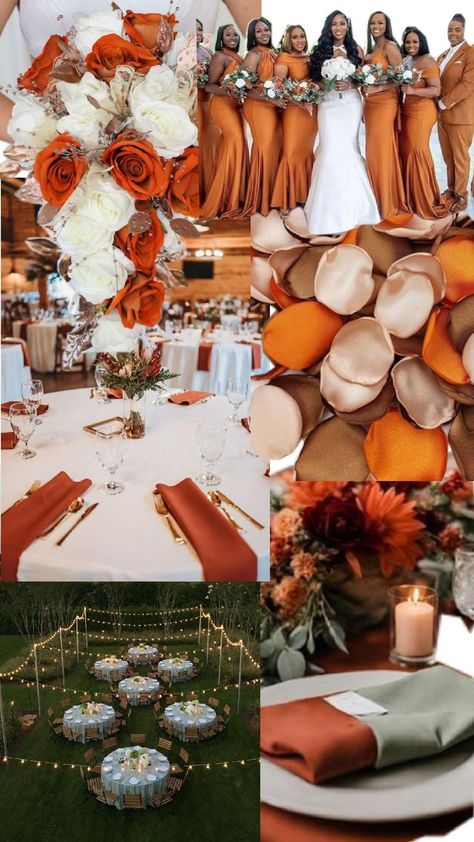 burnt orange Wedding theme Wedding Themes Burnt Orange, Burnt Orange And Camo Wedding, Fall Wedding Colors October Burnt Orange Chocolate Brown, Red Orange And White Wedding, Ivory And Burnt Orange Wedding, Burnt Orange Indian Wedding, Fall Wedding Burnt Orange Color Schemes, Burnt Orange Ivory And Gold Wedding, Sienna Orange Wedding