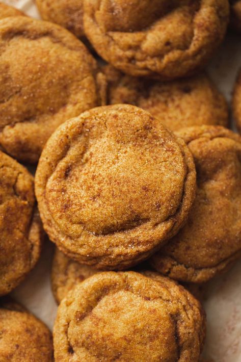 Chewy pumpkin cookies are dense, chewy, and have all the fall flavors you crave. #cookies #recipe #dessert #pumpkin Oh Sweet Basil Pumpkin Cookies, Chewy Pumpkin Cookies Recipes, Bakery Style Pumpkin Cookies, Whole Wheat Pumpkin Cookies, Chewy Pumpkin Snickerdoodles, Gooey Pumpkin Cookies, The Best Pumpkin Cookies, Oh Sweet Basil Recipes, Best Pumpkin Cookies Ever