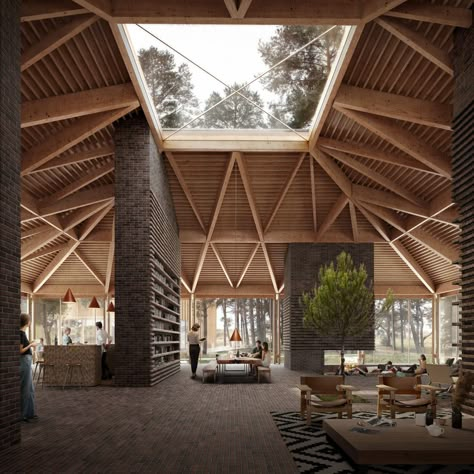 Aesthetica Studio — Creative Architectural Rendering Desert Farmhouse, Filipino Architecture, Urban Design Graphics, Timber Architecture, Wooden Architecture, Roof Architecture, Timber Structure, Roof Structure, Architecture Design Concept