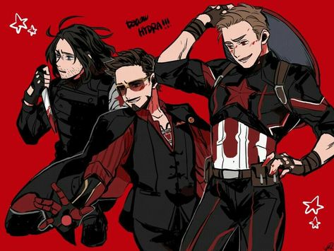 #wattpad #romance The great Captain America was suddenly brainwashed by the Hydras. Since he can't remember anything, he soon became Captain Hydra. Only he remembered Bucky and Tony, so he ordered his members to go find them and create a new beggining. Captain Hydra X Tony, Hydra Steve X Tony, Winteriron Fanart, Hydra Avengers, Captain Hydra, Bucky Tony, Anthony Stark, Steven Rogers, Hail Hydra