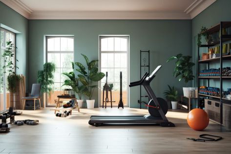 Transform Your Space: Creating an Energizing Home Gym for a Healthier You - My Three Sons Painting Modern Home Gym, Small Home Gym, Bedroom Inspirations Minimalist, Ceiling Texture, Gym Room At Home, Workout Room, Gym Room, Fitness Goal, Clean Bedroom