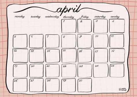 Aesthetic April month calender for you to write to-dos Calender April 2023 Aesthetic, Monthly Calender Aesthetic, Calender Aesthetic Icon, April Calendar 2023 Aesthetic, April Calender, University Ideas, Instagram Calendar, April Month, Aesthetic Calendar