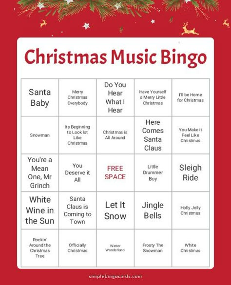 Printable Christmas Music Bingo