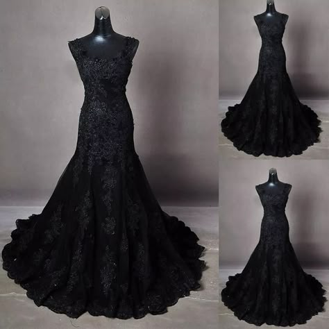 Gothic Mermaid Wedding Dresses Blace Lace Appliques Strapless Plus Bridal Gowns | eBay Goth Mermaid Dress, Long Sleeve Black Wedding Dress, Gothic Bridesmaid Dresses, Gothic Bridesmaids, Gothic Wedding Dresses, Gothic Mermaid, Goth Wedding Dresses, Dark Romantic Wedding, Black Mermaid Dress