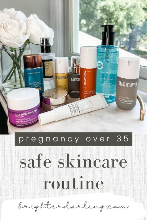 Pregnancy Safe Skincare Routine for Over 35 Pregnancy Skincare Routine, Facial Wrinkles Remover, Post Acne Hyperpigmentation, Pregnancy Safe Skin Care, Best Facial Products, Pregnancy Acne, Acne Hyperpigmentation, Hormonal Breakouts, Pregnancy Skincare