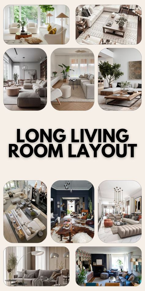 Elevate Your Home with Stylish Long Living Room Layouts – Tips & Inspiration Fireplace Furniture Arrangement, Long Living Room Layout, Great Room Layout, Sectional Living Room Layout, Large Living Room Layout, Long Narrow Living Room, Rectangle Living Room, Functional Living Room, Family Room Layout