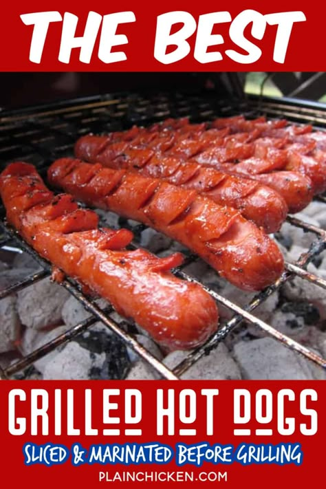 Grilled Hotdogs, Grill Hot Dogs, Grilled Hot Dogs, Hot Diggity Dog, Healthy Cheese, Grilling Hot Dogs, Hot Dogs Recipes, Grilled Food, Camp Food