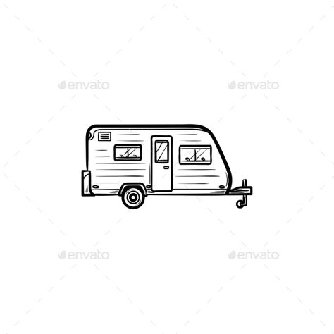 Camper Hand Drawn Outline Doodle Icon #Drawn, #Hand, #Camper, #Icon Caravan Tattoo Ideas, Small Camper Tattoo, Camper Tattoo Simple, Camper Drawing Simple, Caravan Doodle, Camper Tattoo Ideas, Camper Tattoos, Camper Doodle, Caravan Tattoo