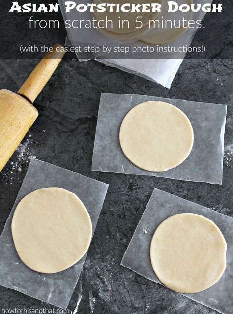 Fill Dough Recipes, Pot Sticker Dough Recipe, Dumpling Dough Recipe Homemade, Pot Sticker Dough, Diy Dumplings Dough, Homemade Dumpling Dough, Asian Potstickers, Potsticker Dough, Dumpling Filling Recipe