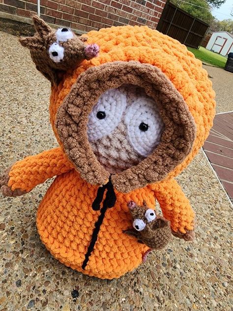 Crochet Kenny South Park, Korn Issues Doll Crochet, Southpark Crochet, South Park Crochet, Louis Belcher, Rat Plush, Crochet Rat, Boy Crochet Patterns, Hood Rat