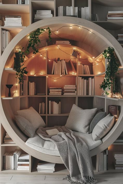 Step into a whimsical wooden bookshelf alcove transformed into a cozy reading nook. With built-in shelves filled with books, soft cushions, and a plush throw, the space glows under cascading fairy lights and greenery accents. #ReadingNook #CozyCorners #ModernMinimalism #BookshelfDesign #FairyLights #HomeLibrary #WhimsicalSpaces #InteriorInspiration #RusticModern #GreeneryDecor
https://bwiresmart.com/48-home-libraries-to-get-you-reading/ Fairy Lights Reading Nook, Secret Reading Nook, Bookshelf Alcove, Fairy Lights And Greenery, Closet Turned Into Reading Nook, Fairy Book Nook, Book Nook Closet, Dream Bookstore, Artsy Room