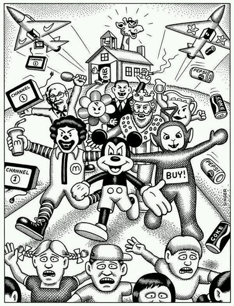 Children being hounded by TV vultures Naomi Klein, Environmental Ethics, Mass Culture, Auto Body Shop, Jordan 9 Retro, Social Space, Doodle Coloring, Social Change, Brand Marketing