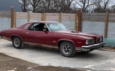 For restoration consideration is this 1975 Pontiac LeMans GT. It needs a lot of work in a lot of places, but the production numbers may be low. Pontiac Lemans, Pontiac Cars, Vintage Muscle Cars, Fuel Prices, Vintage Muscle, Pontiac Gto, S Car, Bucket Seats, Barn Finds