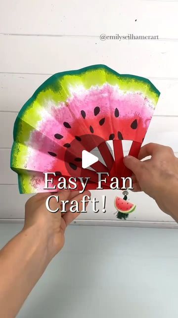 Emily Seilhamer on Instagram: "How to make a fan with napkins and decoupage!🍉 #diy #crafting #easycrafts #artsandcrafts #watermelon #howto" Watermelon Diy Crafts, Watermelon Fan, Watermelon Diy, Watermelon Crafts, Crafts With Kids, Diy Napkins, Watermelon Birthday, Decoupage Diy, Summer Craft