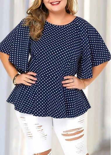 Butterfly Sleeve Blouse, Ruffle Hem Blouse, Print Butterfly, Fashion Curvy, Hem Blouse, Butterfly Sleeve, Plus Size Clothes, Butterfly Sleeves, Plus Size Fashion For Women