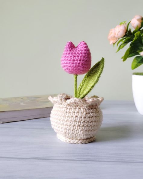 Tulip flower pot🌷🩷.. Shop yours now!🛒 Dm to order💌 or place order on the website 🔗   Follow for more interesting handmade items @hook_n_bloom [Crochet, crocheters of instagram, tulip flower pot, artificial flowers,home decor, home decor ideas, small business] #crochet #crochetersofinstagram #crocheting #tulipflower #tulips #flowerpots #artificialflowers #tabledecor #homedecor #friendshipdaygifts #cutegifts #instagramstore #handmadeshop #smallbusiness #exploremore #homedecorideas #chennai...