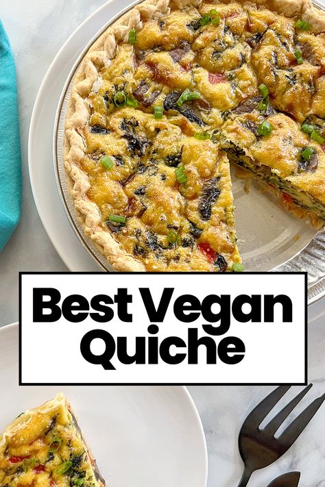 vegan quiche in baking pan. Vegan Quiche Recipes, Just Egg Quiche, Eggless Quiche, Gluten Free Quiche Recipes, Egg Quiche Recipes, Gluten Free Quiche, Egg Quiche, Just Egg, Vegetarian Brunch