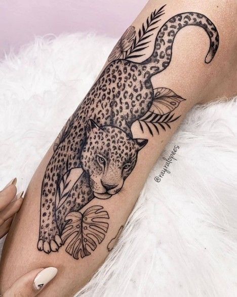 Animal Shin Tattoo, Arm Cover Up Tattoos, Cheetah Tattoo, Leopard Tattoo, Dragon Tattoo Ideas, Jaguar Tattoo, Arm Sleeve Tattoos For Women, Shin Tattoo, Leopard Tattoos