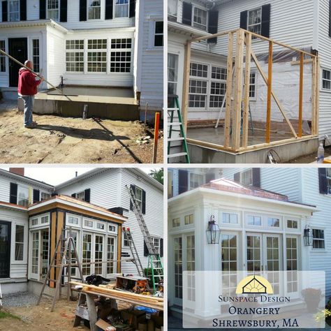 Gorgeous conservatory and skylight in Massachusetts https://www.sunspacedesign.com/orangery-construction-shrewsbury-ma/ Conservatory Mudroom, Atrium Home Addition, Adding A Conservatory, How To Build A Solarium, Diy Orangery, Interior Sunroom Ideas, Modern Orangery Extension, Small Orangery Extension, Conservatory Addition