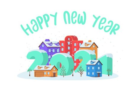 Happy New Year Landscape, Happy New Year Vector, Landscape City, Winter Landscape, Christmas Eve, Christmas Winter, Premium Vector, Happy New, Happy New Year