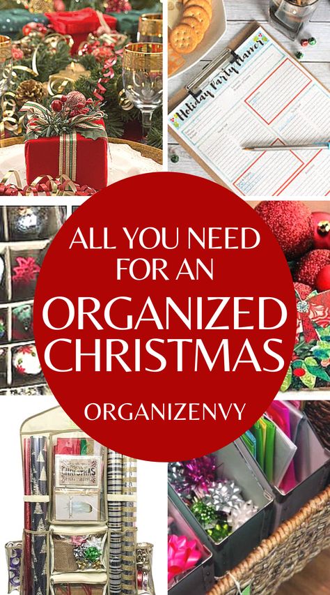 Christmas Wrapping Organization, Organize Holiday Decorations, Storing Holiday Decor Storage Ideas, Organize Christmas Ornaments, Organize Christmas Decorations Storage, Organizing Christmas Decorations Storage, Christmas Organizer, Holiday Organization Storage, Christmas Planning Checklist