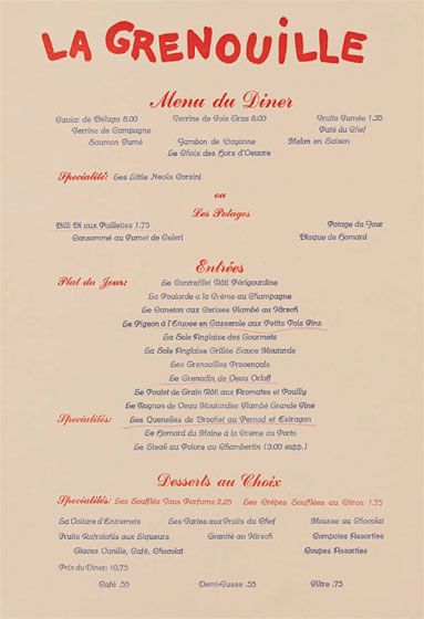 La Grenouille, New York City Italian Menu Design, Bistro Menu, Menu Design Inspiration, Diner Menu, Italian Menu, Menu Layout, Menu Inspiration, Vintage Menu, Dinner Party Menu