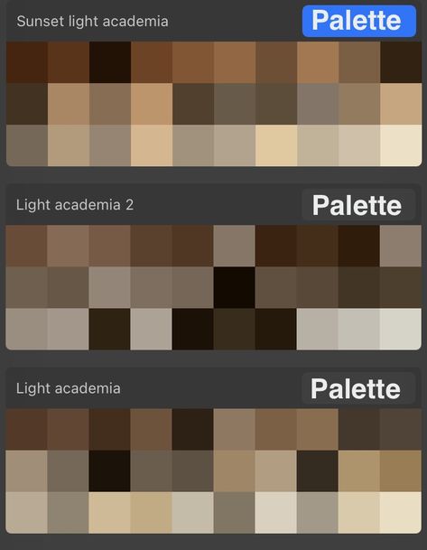 Color Palette For Shading, Color Pallettes Aesthetic Ibis Paint, Light Academia Pallete, Light Academia Color Pallete, Color Palette Light Academia, Color Palette Academia, Academia Aesthetic Color Palette, Light Academia Drawing, Ibis Paint Color Palette Aesthetic