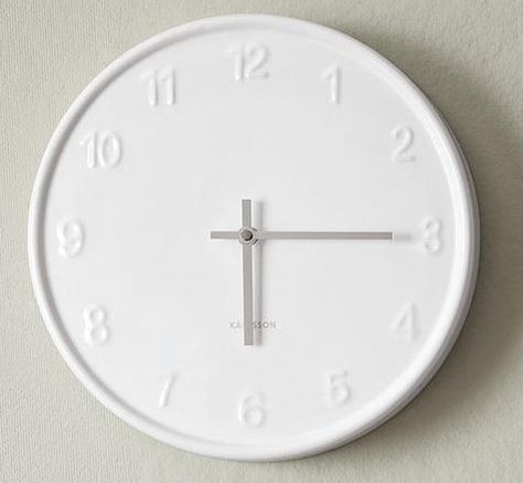 Ceramic Clock, White Wall Clock, Wall Clock Classic, White Clock, White Wall Clocks, White Clocks, Black Wall Clock, Colorful Kitchen, Kitchen Clocks