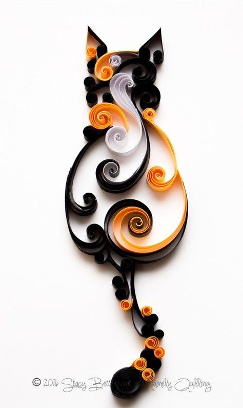 Paper Coiling, Neli Quilling, Quilling Animals, Arte Quilling, Paper Quilling Tutorial, Paper Quilling For Beginners, Cat Dark, Paper Quilling Flowers, Quilling Work