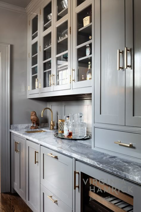 Butlers Pantry Galley, Kitchen Servery Ideas, Butlers Pantry With Microwave, Open Concept Butlers Pantry, Wood Butlers Pantry, Large Pantry With Sink, Butler Pantry Hallway, Traditional Butlers Pantry, Jean Stoffer Coffee Station