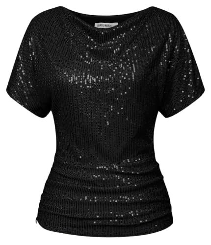 Sparkly Sequin Top, Sparkly Shirt, Party Blouse, Sequin Party, Glitter Party, Sequin Shorts, Cowl Neck Top, Sequin Fabric, Party Tops